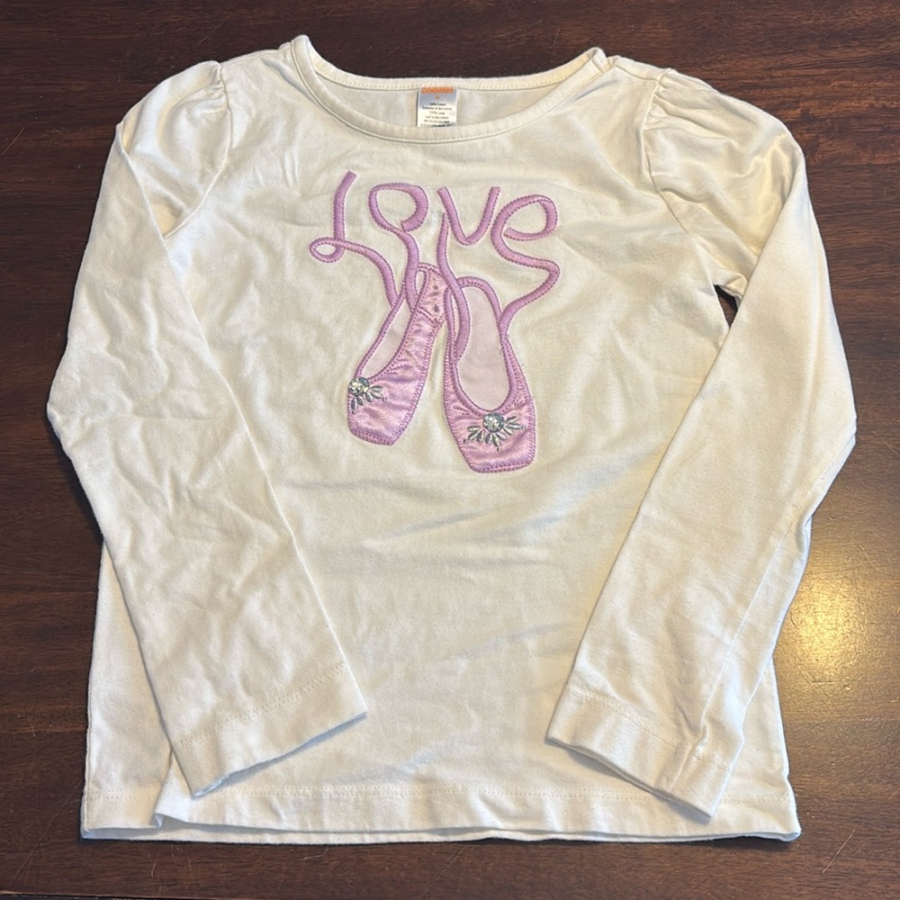 Gymboree Girl Ivory with Purple Love Pointe Shoes Gem Top Size 8